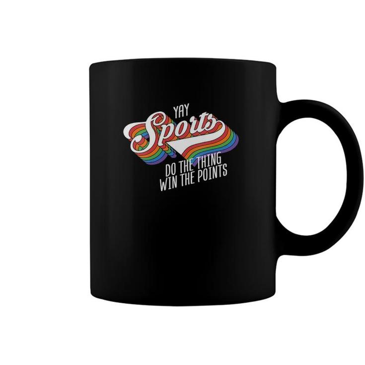 Womens Yay Sports Do Thing Win Points Retro Vintage 70S Style Gift V-Neck Coffee Mug