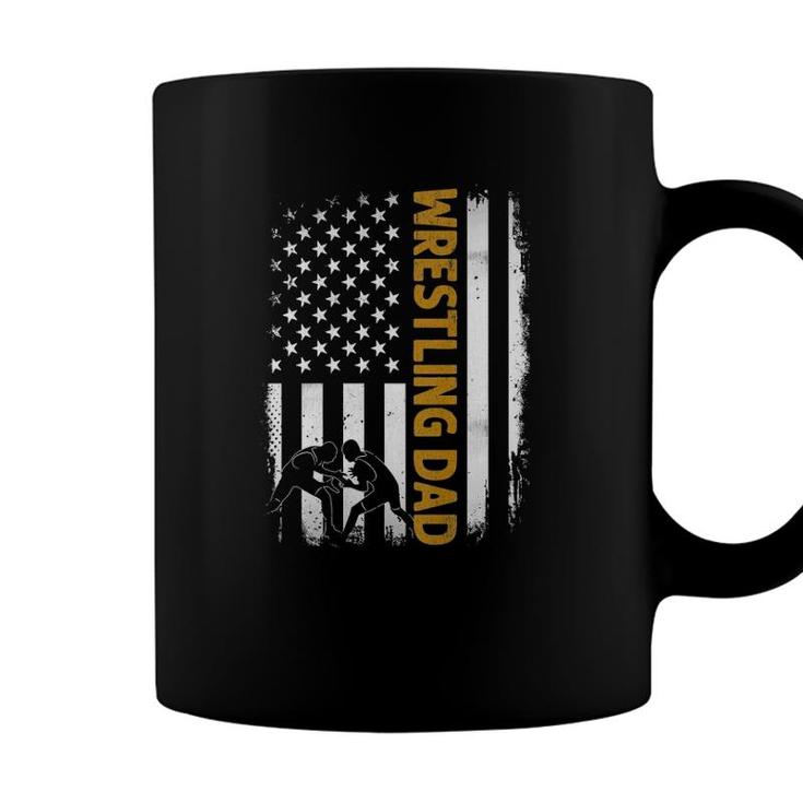 Wrestling Dadamerican Flag Fathers Day  Coffee Mug
