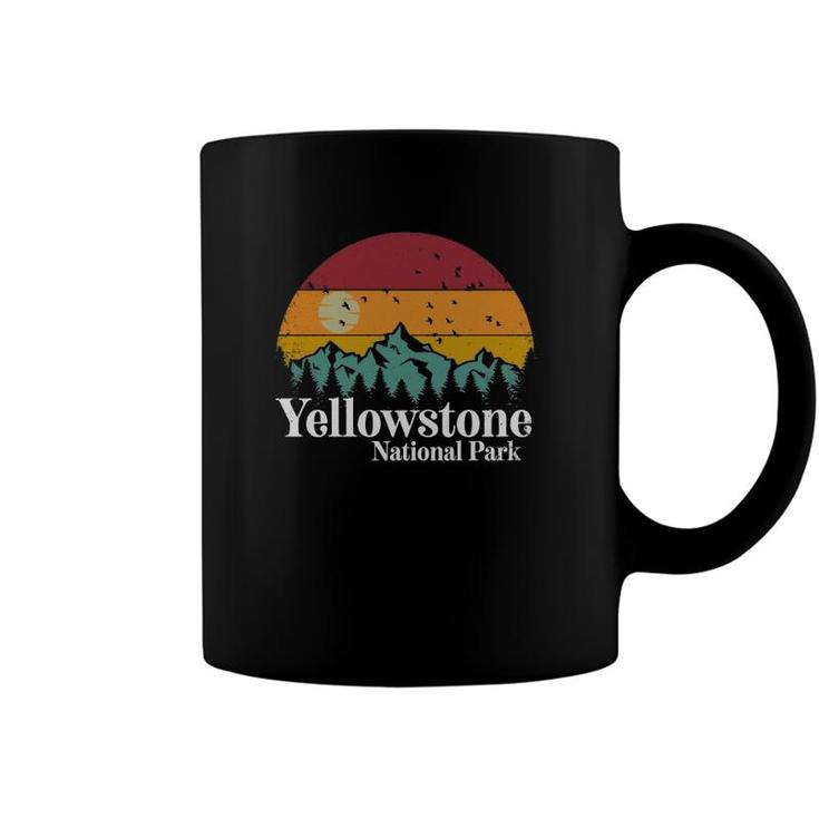 Yellowstone National Park Mountains Retro Hiking Camping Coffee Mug