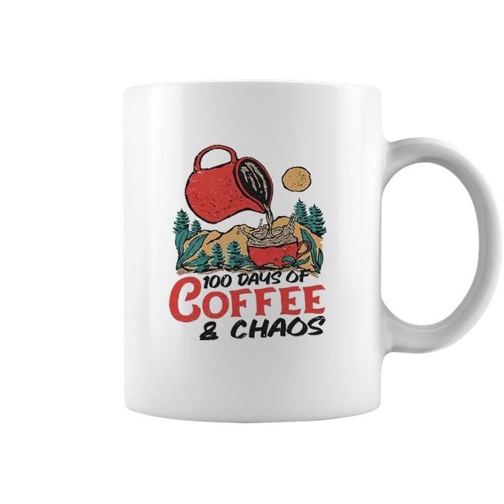 100 Days Of Coffee & Chaos Teachers 100Th Day Of School Gift Coffee Mug