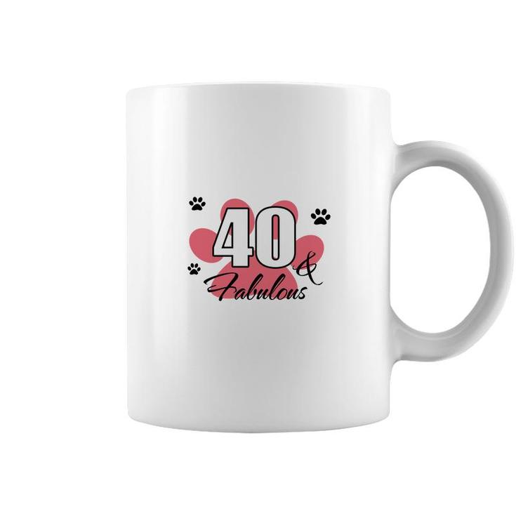 40 Happy Birthday 40Th Pink Paw Print Cat Animal Coffee Mug