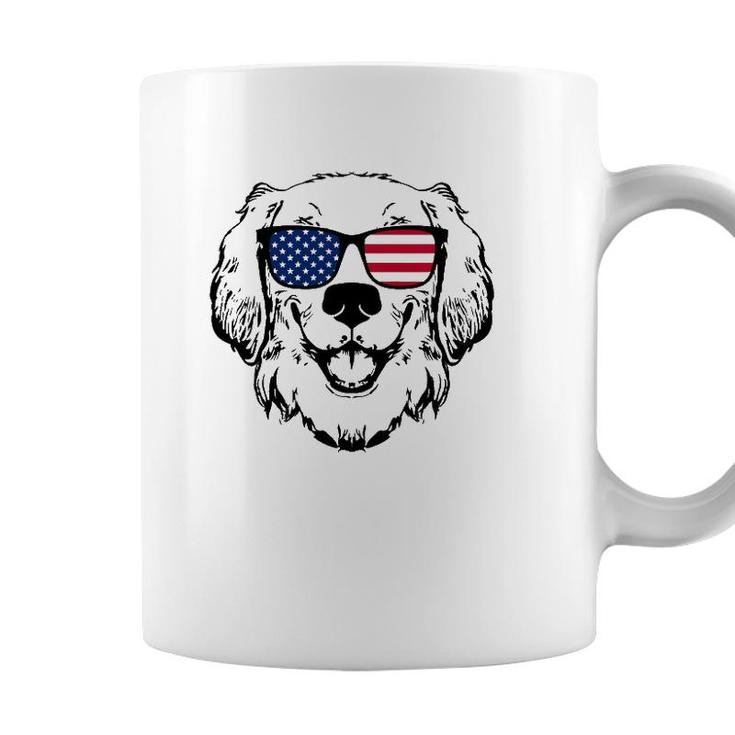 4Th Of July Golden Retriever Us American Flag - July Fourth Coffee Mug