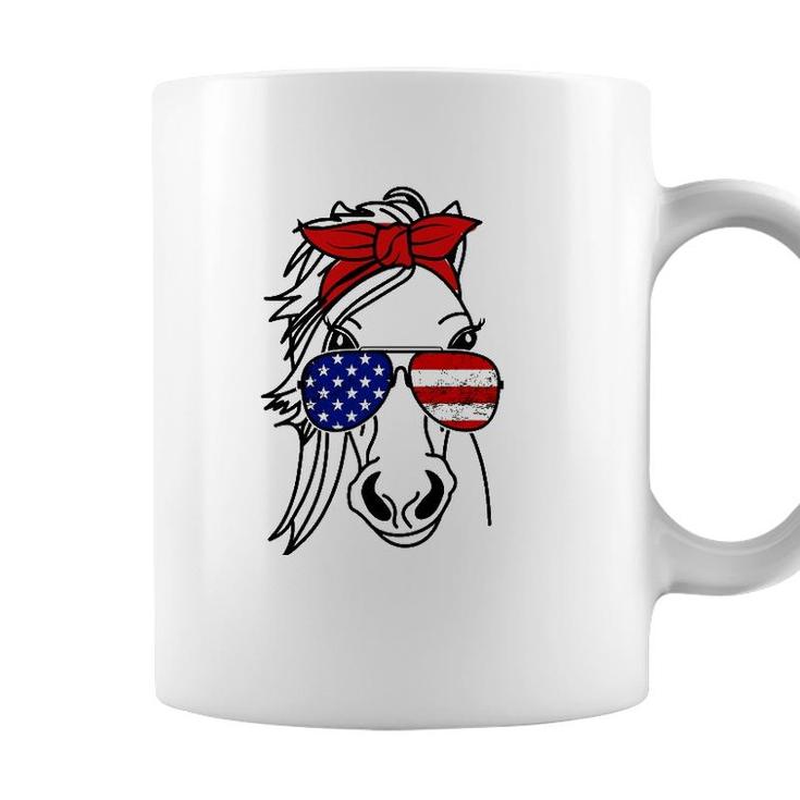 4Th Of July Patriotic Horse American Flag Sunglasses Coffee Mug