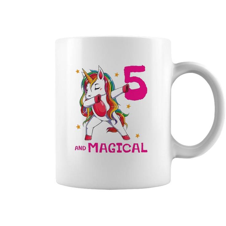 5 And Magical Girls 5Th Birthday Unicorn 5 Years Old Girl Coffee Mug