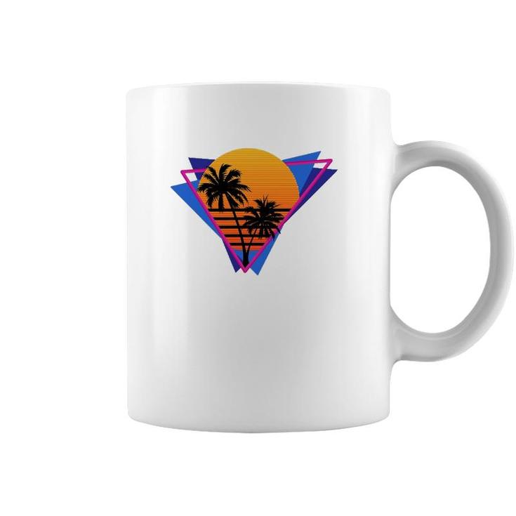 80S Style Synthwave Retrowave Aesthetic Palm Tree Sunset Coffee Mug