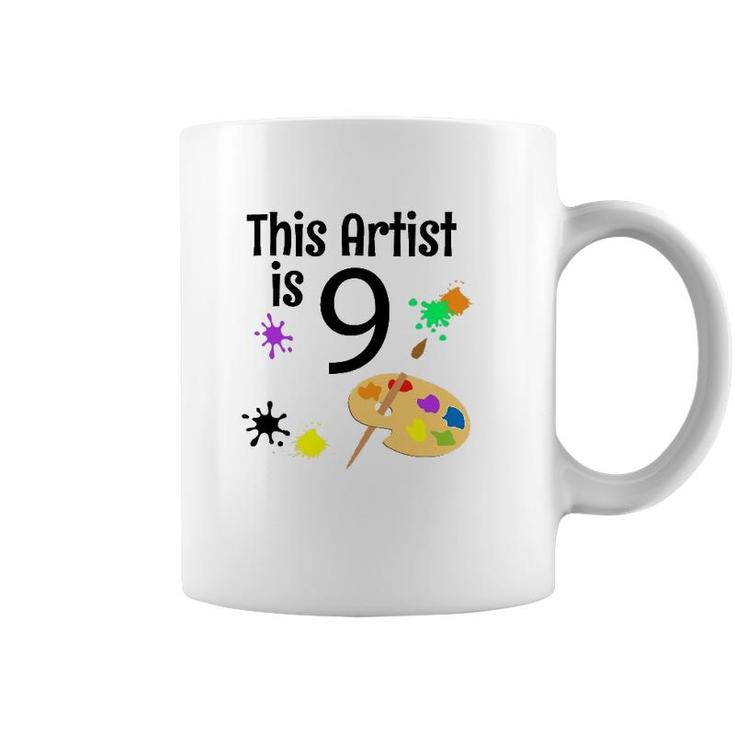 9 Years Old Art Painting Birthday Party 9Th Birthday  Coffee Mug