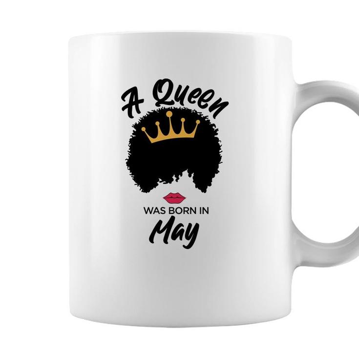 A Queen Was Born In May Curly Hair Cute Girl Coffee Mug