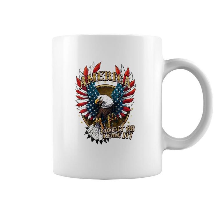 America Love It Or Leave It Patriotic Eagle Mens Back Print Coffee Mug