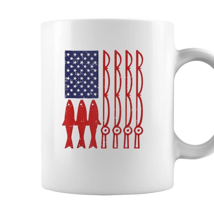 American Flag Fishing 4Th Of July Patriotic Dad Gift Angler  Coffee Mug