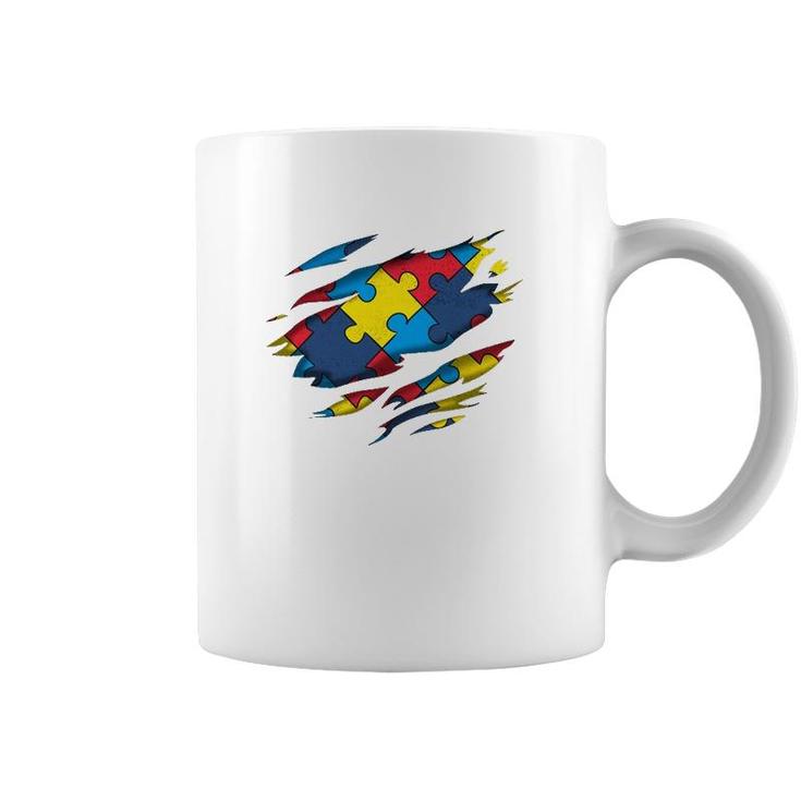 Autism Awareness Power Superhero Puzzle Piece Gift Coffee Mug
