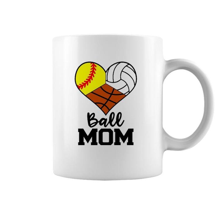 Ball Mom Funny Softball Volleyball Basketball Player Mom Coffee Mug