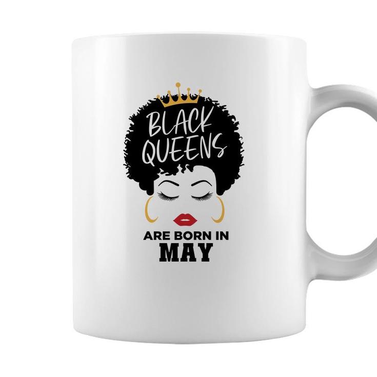 Black Queens Are Born In May Birthday Curly Hair Girl Coffee Mug