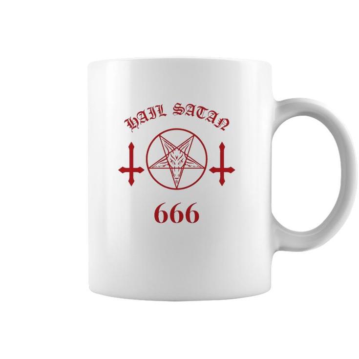 Blood Red Satanic Pentagram Hail Satan 666 Upside Down Cross  Coffee Mug