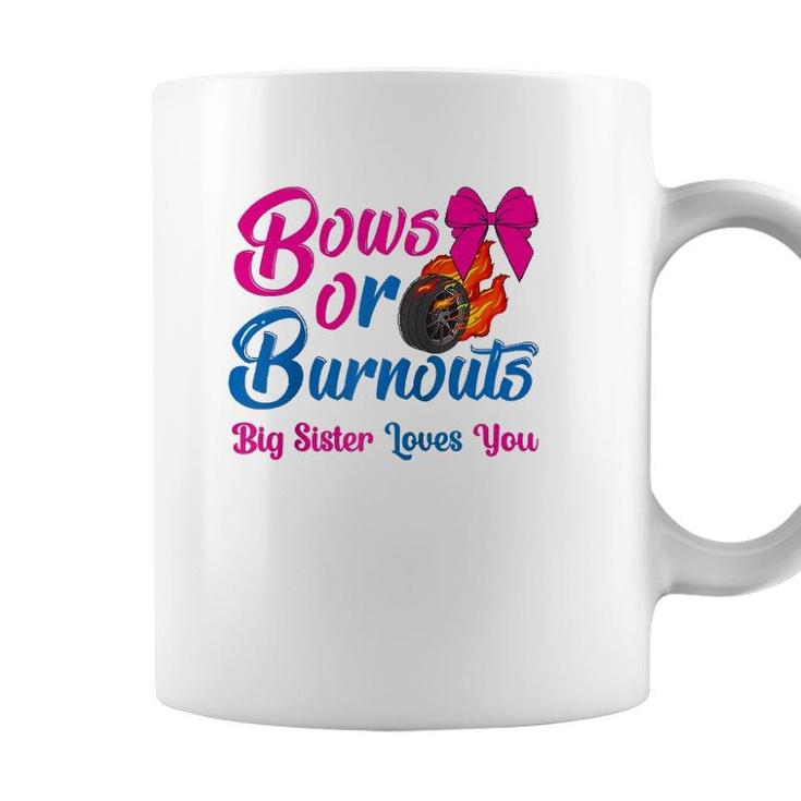 Bows Or Burnouts Sister Loves You Gender Reveal Party Idea Raglan Baseball Tee Coffee Mug