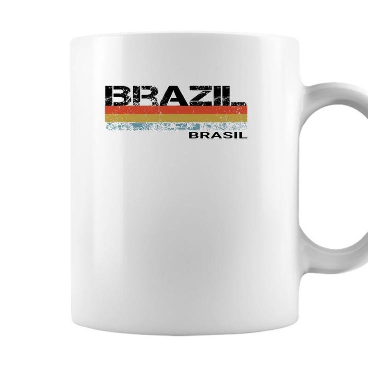 Brazil Brasil Vintage Retro Stripes Coffee Mug