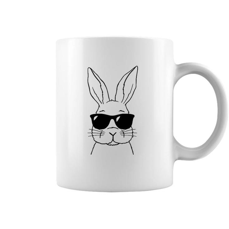 Bunny Face With Sunglasses Men Boys Kids Easter Day Coffee Mug