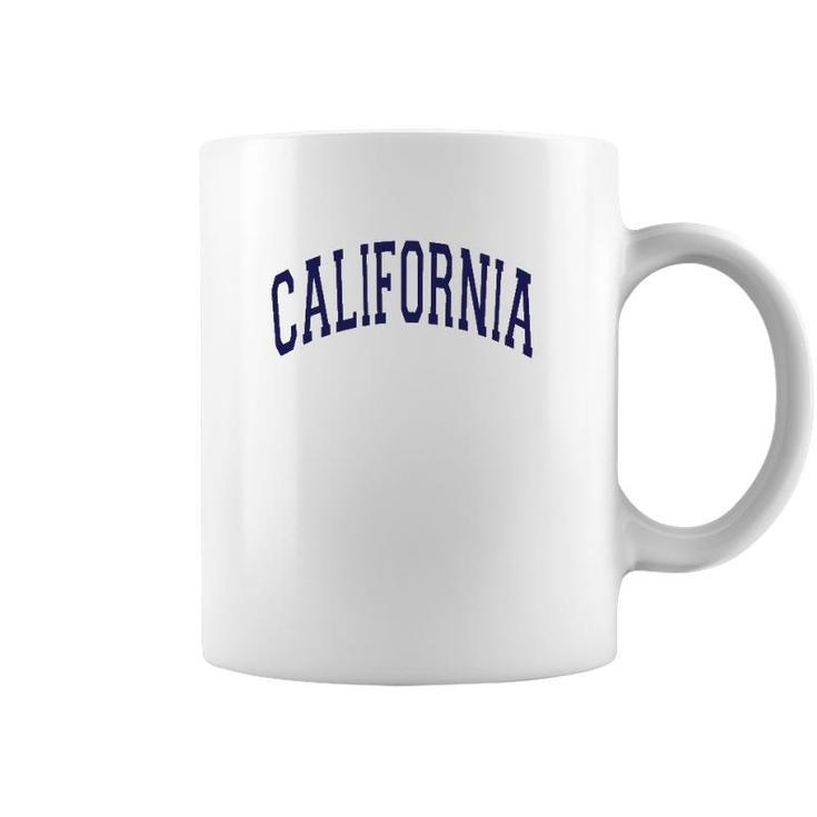 California Varsity Style Navy Blue Text Coffee Mug