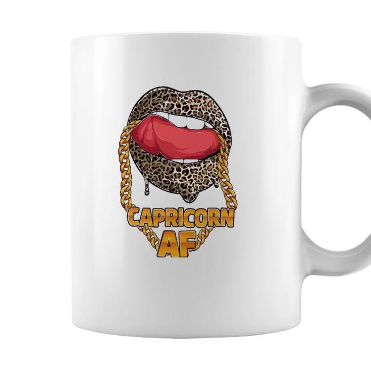 Capricorn Af Girl Juicy Lips Leopard Astrology Zodiac Sign Coffee Mug