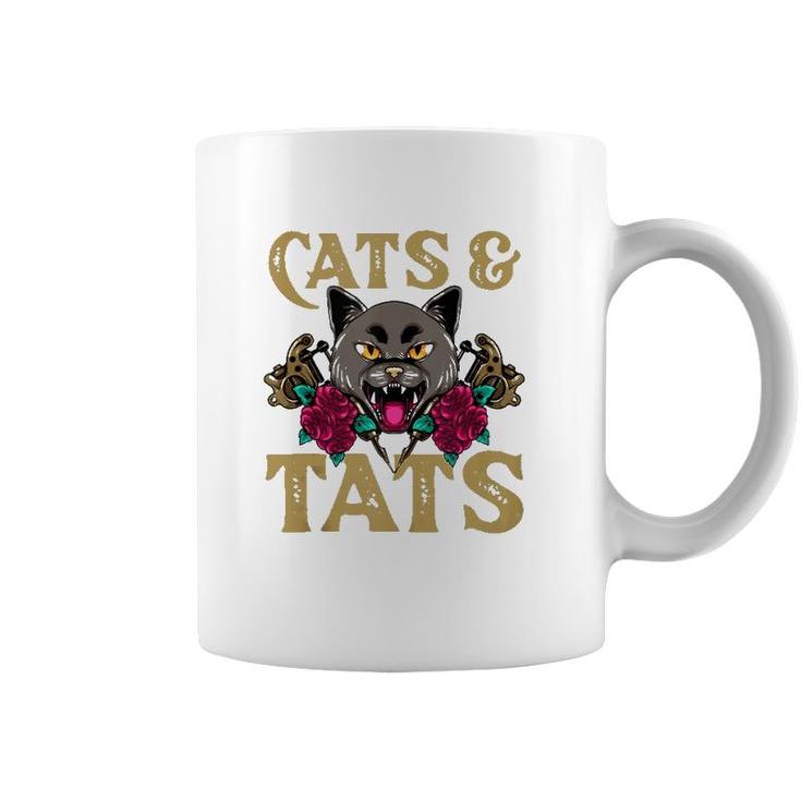 Cats And Tats  Funny Ink Tattoo Gun Cat Lover Gift  Coffee Mug
