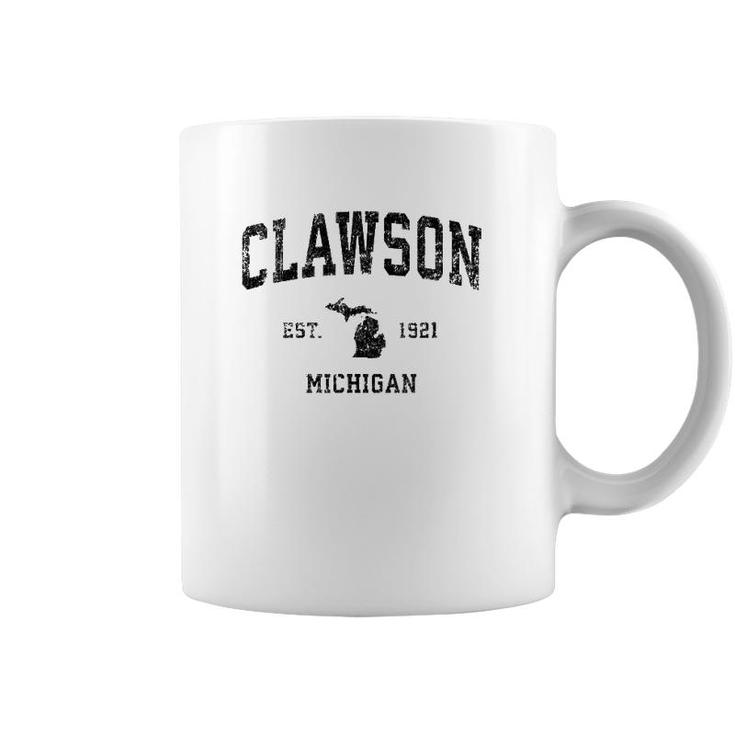 Clawson Michigan Mi Vintage Sports Design Black Print Coffee Mug