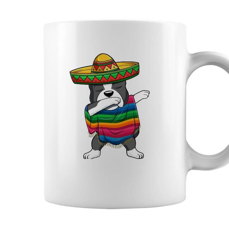 Dabbing Boston Terrier Mexican Poncho Sombrero Cinco De Mayo Coffee Mug