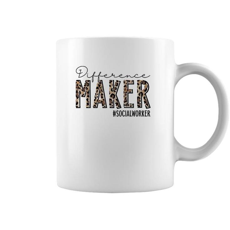 Difference Maker Social Worker Leopard Social Worker Funny  Coffee Mug