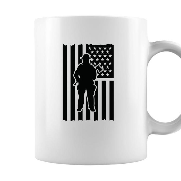 Firefighter Usa Flag Black Gift For Firefighter Coffee Mug