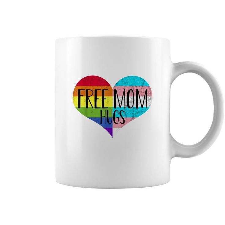 Free Mom Hugs Transgender Rainbow Flag Gay Pride  Coffee Mug