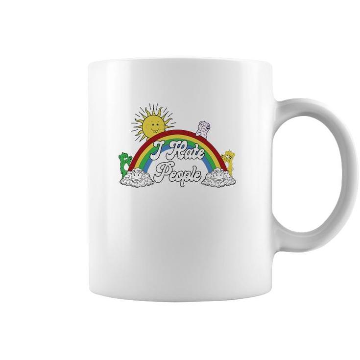 Funny Bear & Rainbow I Hate People Coffee Mug