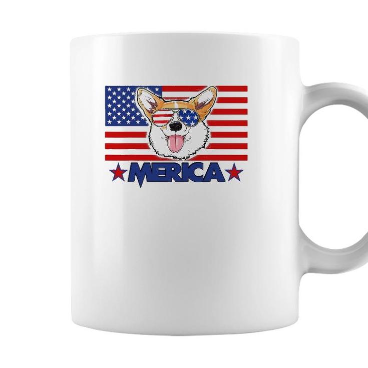 Funny Corgi Dog Merica 4Th Of July Independence Day Coffee Mug