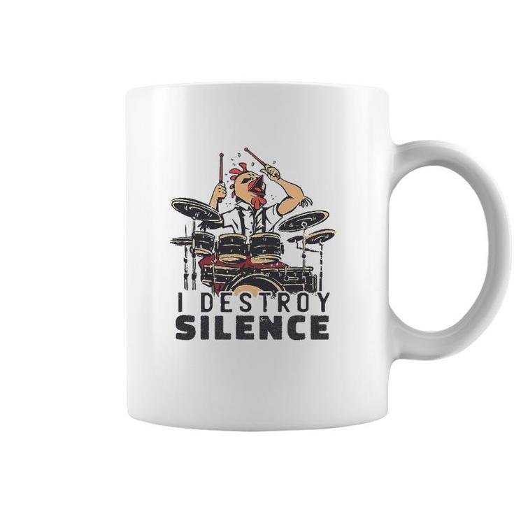 Funny Drummer Design I Destroy Silence Chicken Head Drums Coffee Mug