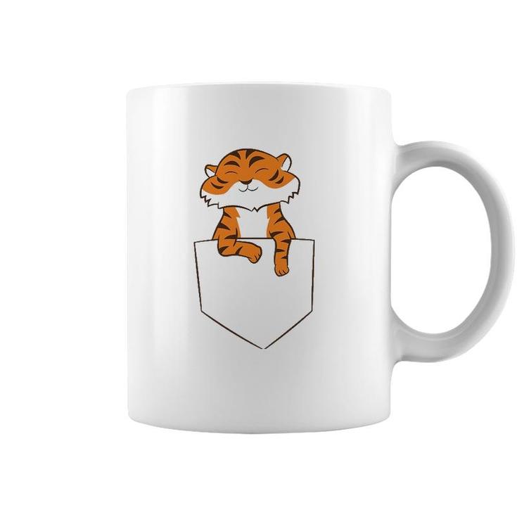 Funny Tiger In Pocket Kids Love Tigers Lion In Pocket Coffee Mug
