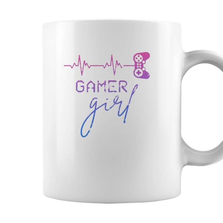 Gamer Girl Cute Heartbeat Gamer For Girl Video Game Lovers  Coffee Mug