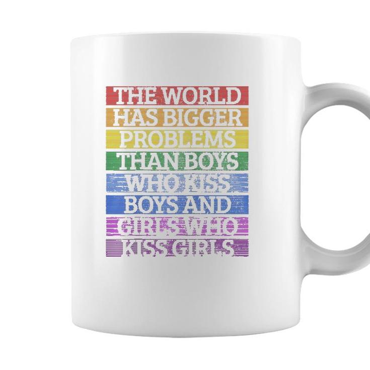 Gay Pride Month Lgbt The World Has Bigger Problems Rainbow Raglan Baseball Coffee Mug