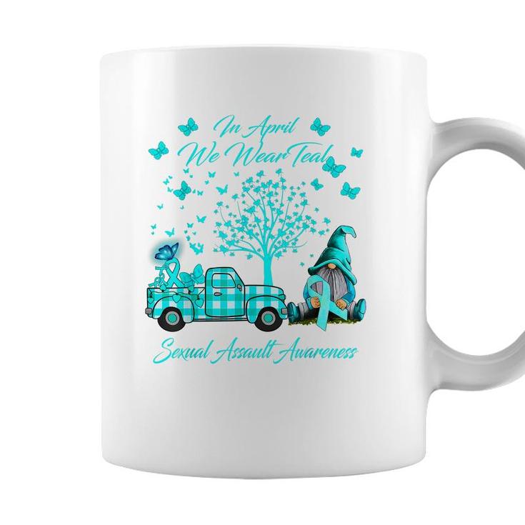 Gnomes In April We Wear Teal Sexual Assault Awareness Gifts  Coffee Mug
