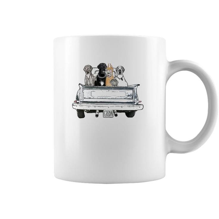 Great Danes In A Pickup Truck Top For Men - Large Dog Dad Coffee Mug