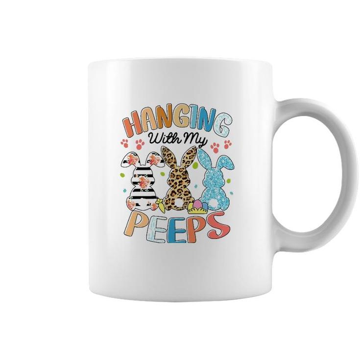 Hanging With My Peeps Rabbit Lover Easter Day Leopard Coffee Mug