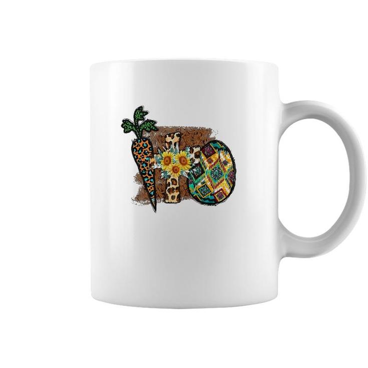Happy Easter Graphic  Womens Leopard Carrot Egg Cross Coffee Mug