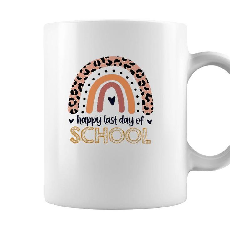 Happy Last Day Of School  Teacher Student Leopard Rainbow Coffee Mug