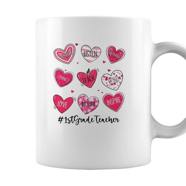 Hearts Teach Love Inspire 1St Grade Teacher Valentines Day Coffee Mug
