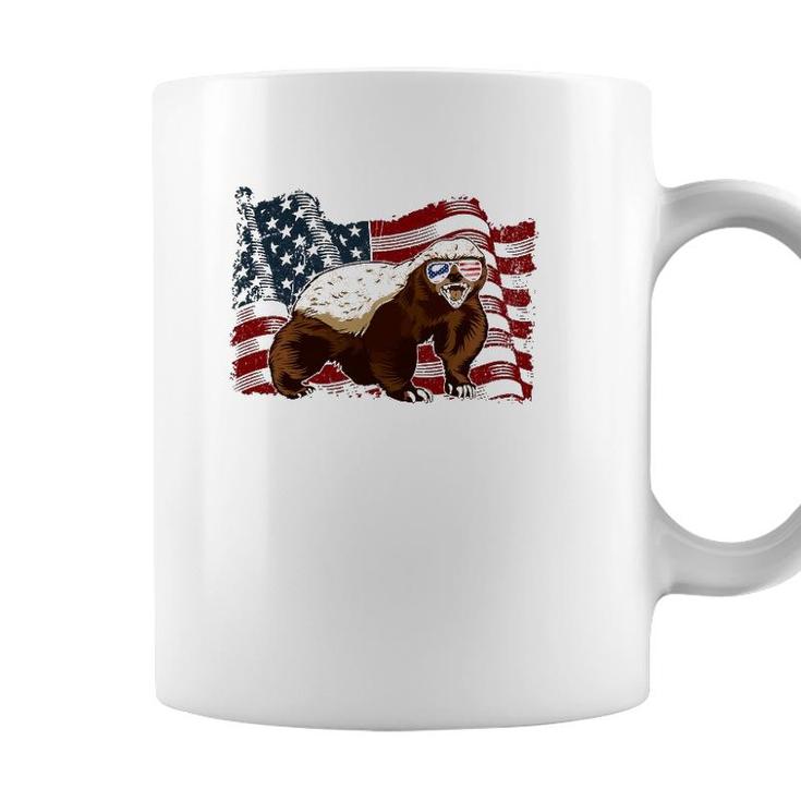 Honey Badger American Flag 4Th July Animals Men Women Kids Coffee Mug
