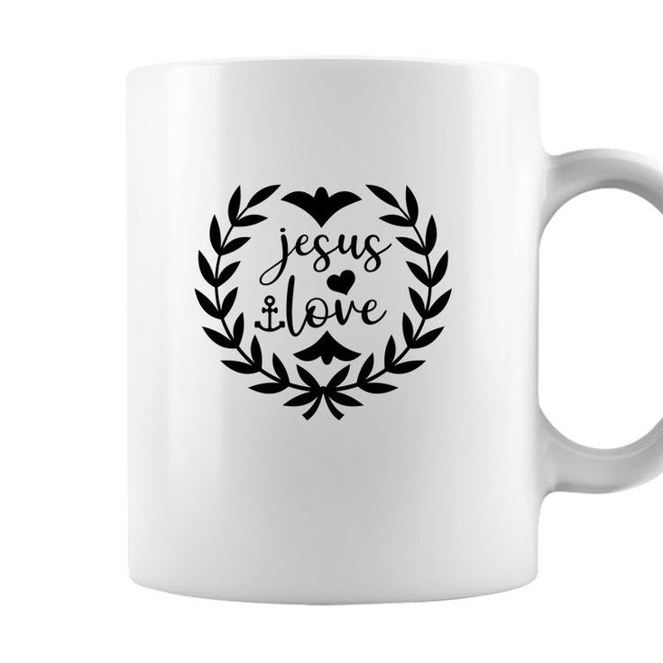Jesus Love Bible Verse Black Graphic Circle Christian Coffee Mug