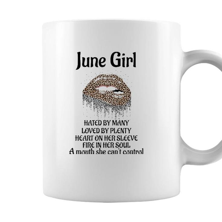 June Birthday Girl Leopard Dripping Lips Coffee Mug