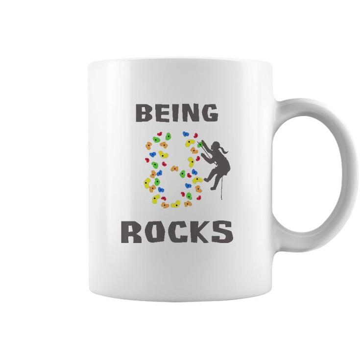 Kids Being 8 Years Old Rocks Girl Rock Climber 8Th Birthday Coffee Mug