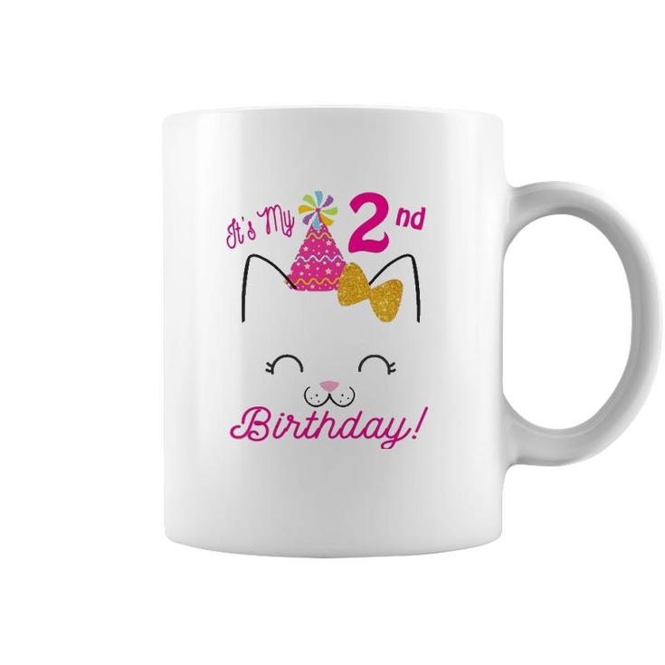 Kids Its My 2Nd Birthday  Girl Kitty Cat Theme Party Two Coffee Mug