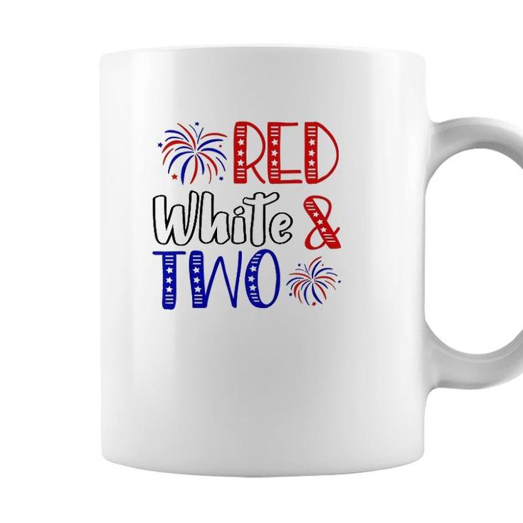 Kids Red White & Two 2Nd Birthday 4Th Of July Independence Day Coffee Mug