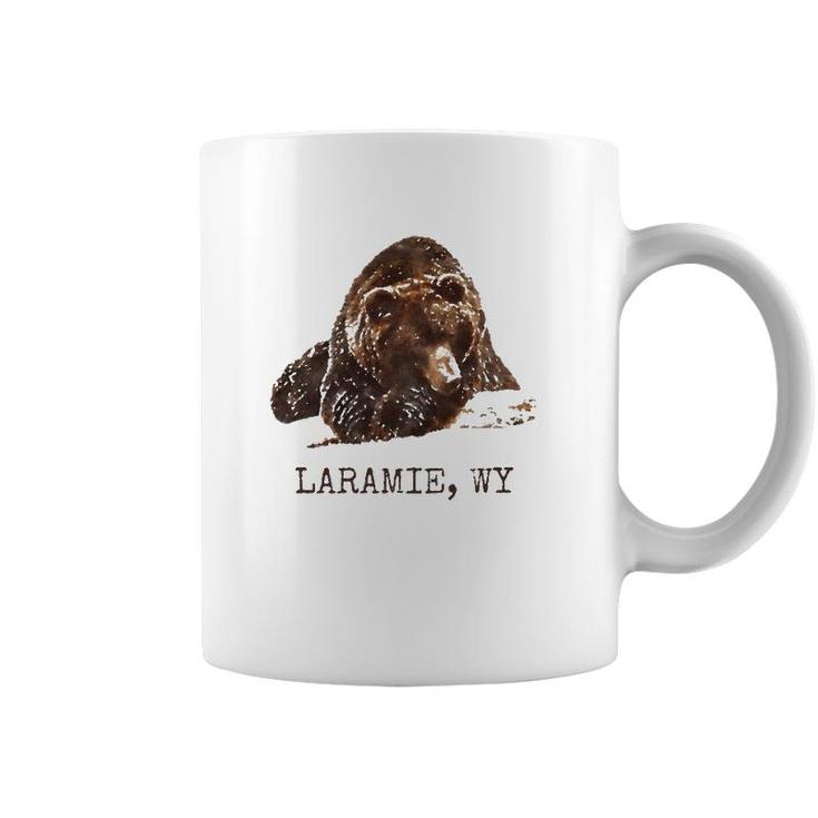 Laramie Wy Brown Grizzly Bear In Snow Wyoming Gift Coffee Mug