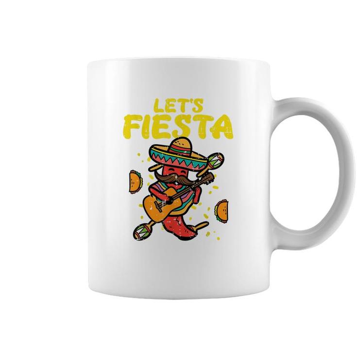 Lets Fiesta Jalapeno Funny Cinco De Mayo Mexican Party  Coffee Mug