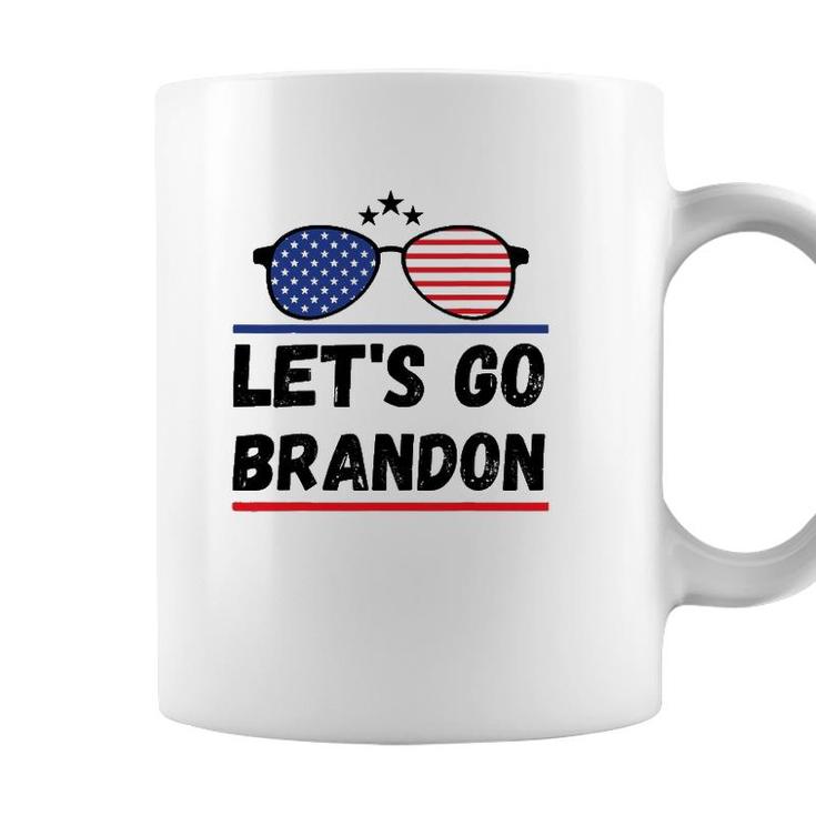 Lets Go Brandon Joe Biden Chant Impeach Biden Costume American Flag Sunglasses Coffee Mug