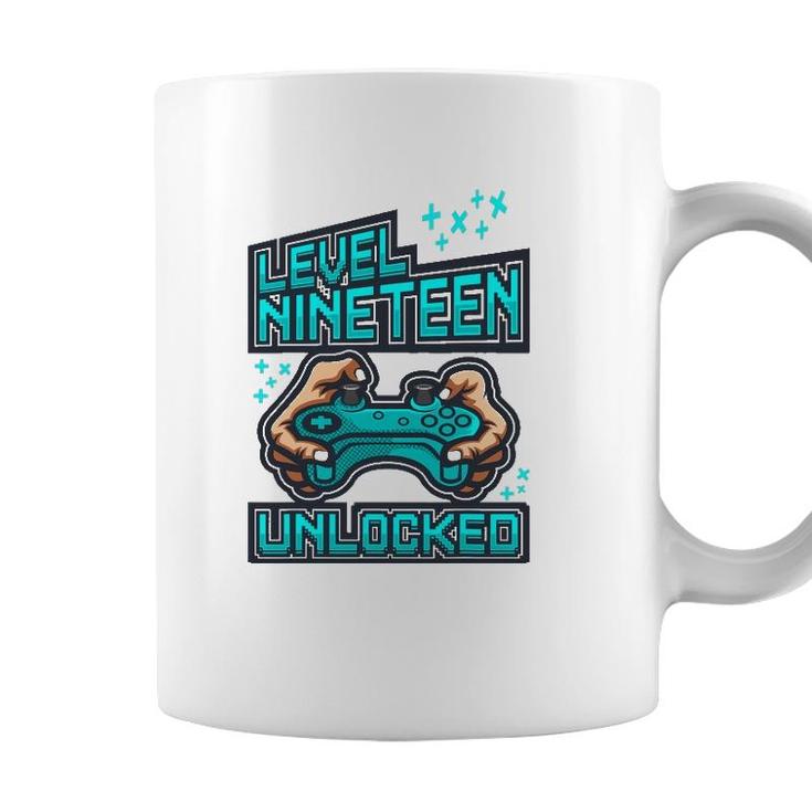 Level 19 Unlocked Birthday  Boy 19 Years Old Gamer Gift Coffee Mug